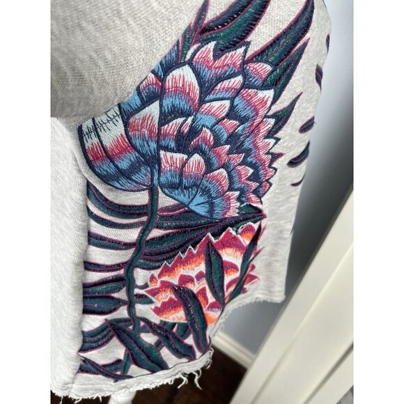 Mara Hoffman Active Embroidered Oversize Raw Hem Pullover Sweatshirt Size Medium - Picture 6 of 10